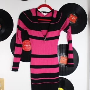 No Boundaries Pink and Black Striped Top